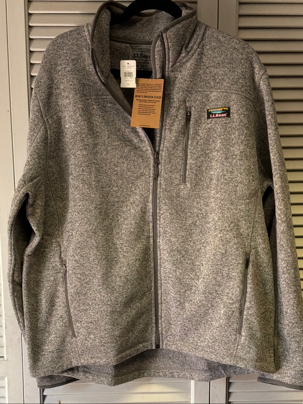 L.L. Bean Men's Heather Gray Full-Zip Sweater Fleece Jacket XL NWT